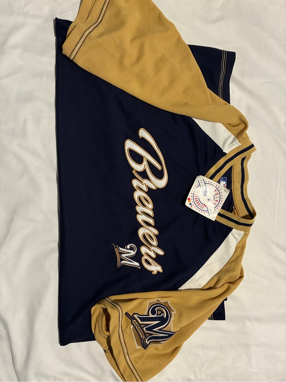 Genuine Merchandise Navy and Gold Milwaukee Brewers Jersey